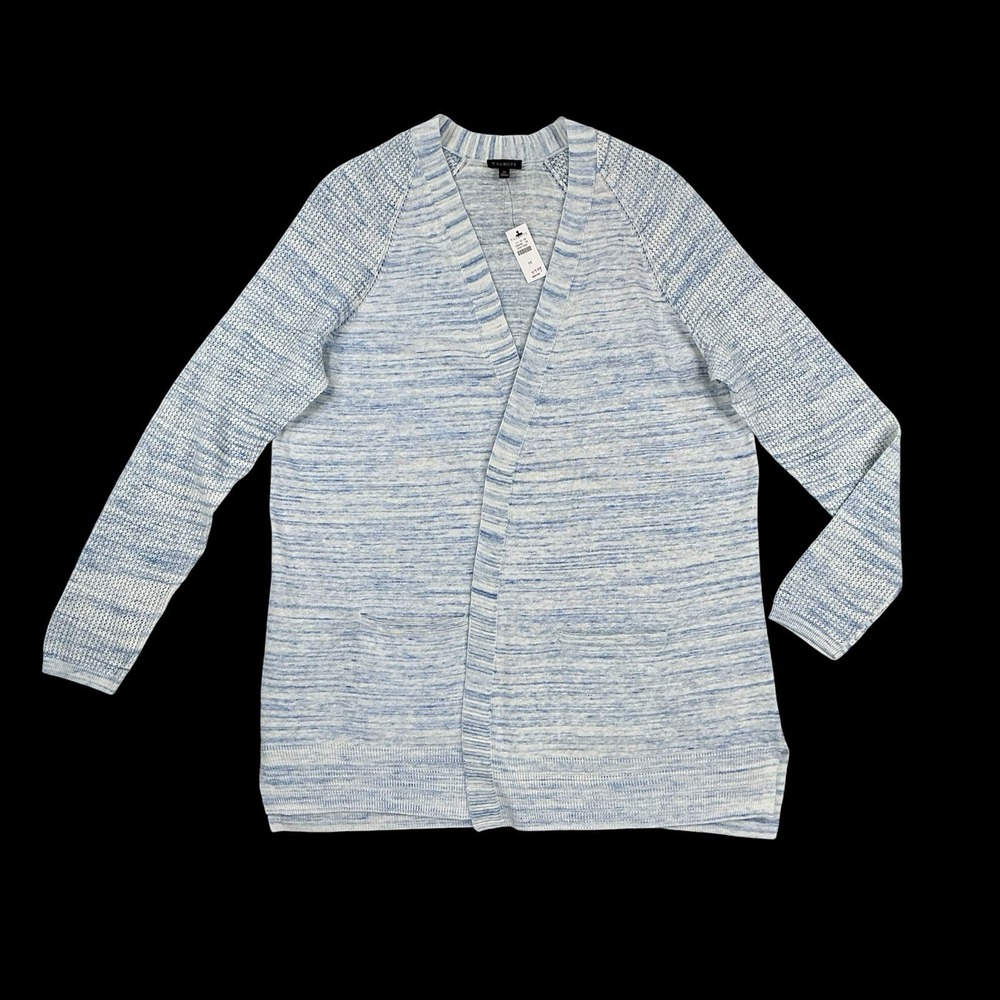 Talbots Cardigan Women Medium Blue Open Long Sleeve Knit Pockets NWT - Picture 5 of 15